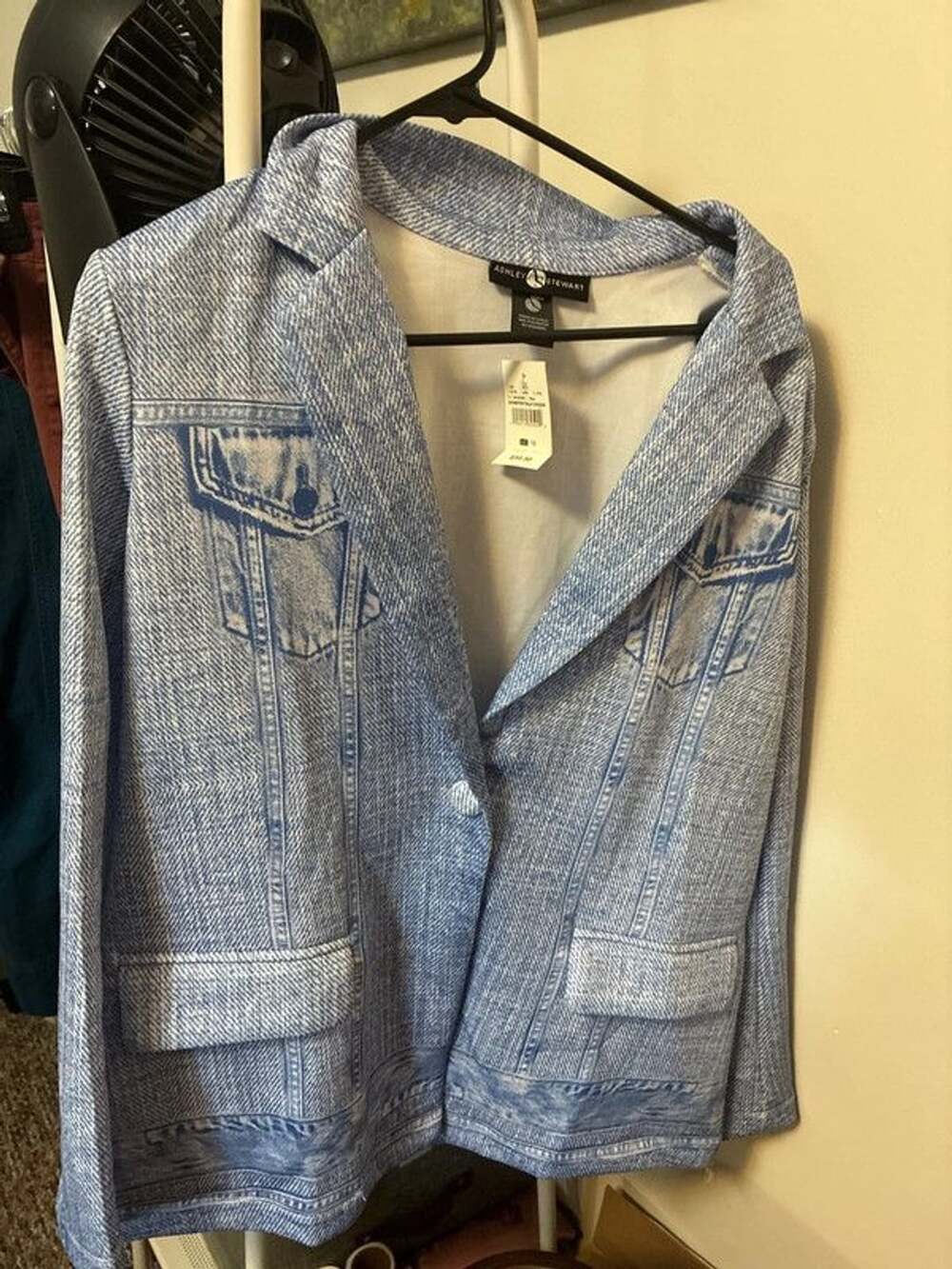 Women’s large nwt Ashley Stewart faux jean blazer blue sz 12 blazer